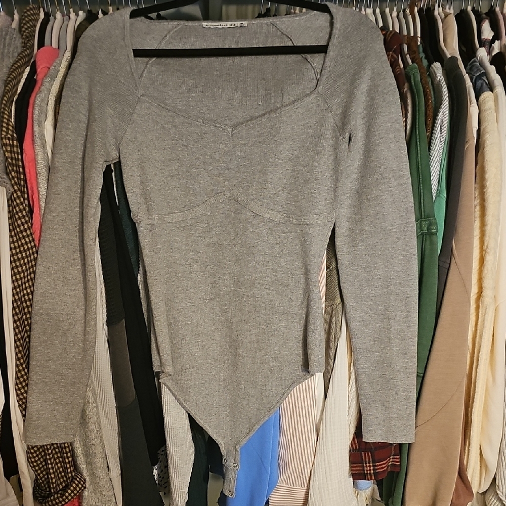 Abercrombie & Fitch Gray Knit Bodysuit